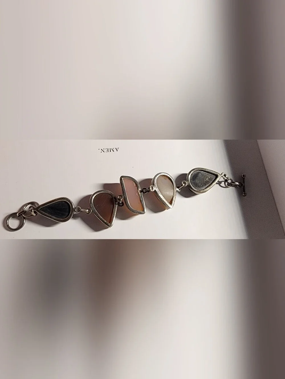 Sterling Silver 925 Druzy Stone Link Bracelet